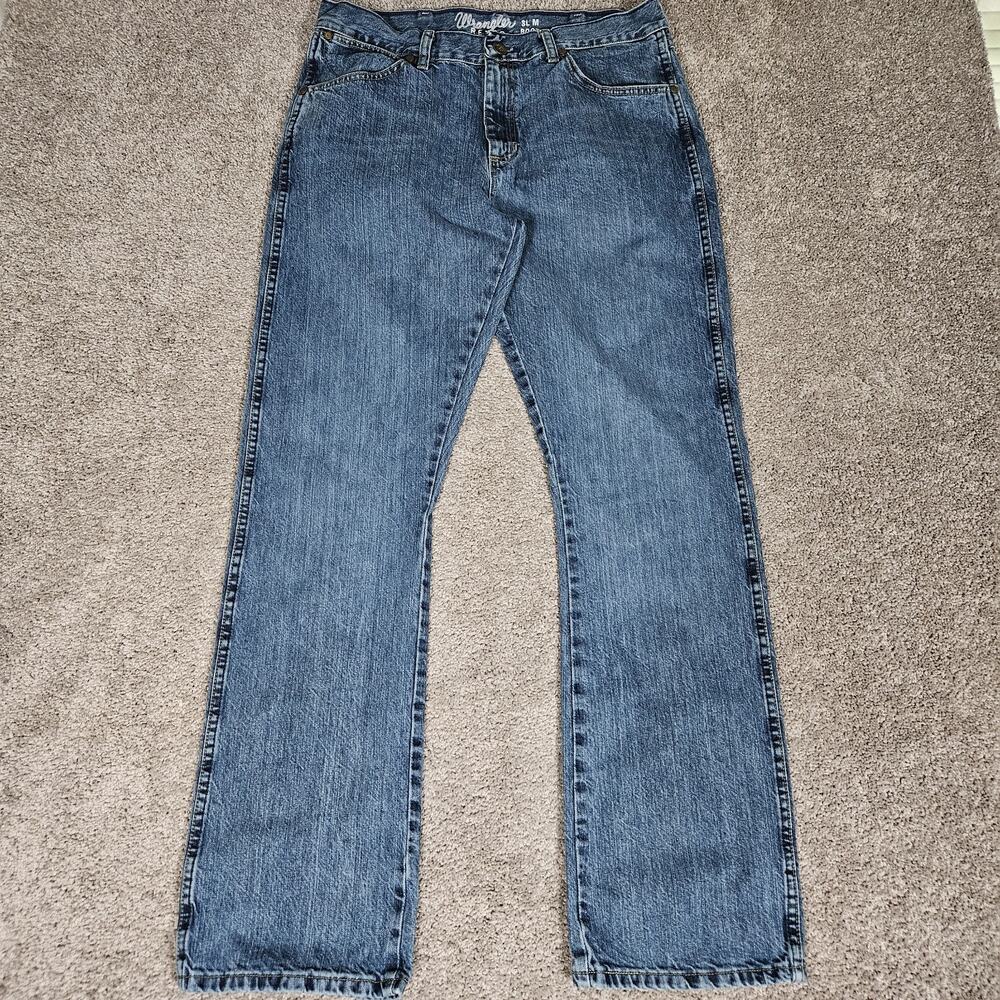 Wrangler Retro Slim Boot Jeans 34X34 Blue Cowboy Western Workwear